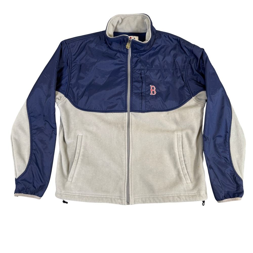 Majestic MLB Boston Red Sox Fleece Jacket Mens Medium Blue Gray Full Zip